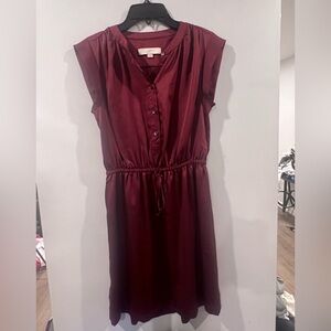 LOFT Rich Burgundy Midi Dress